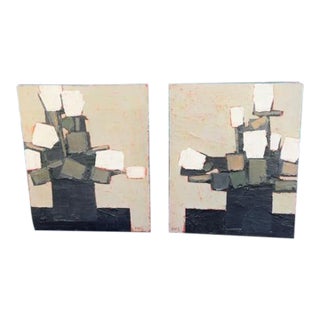 Floral #1 and Floral #2 Oil Paintings by David Warren Gibson For Sale