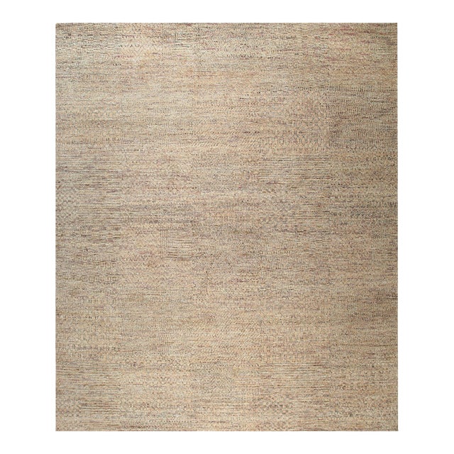 9x12 Sarrah Fiona Yellow Solid Contemporary Hand Knotted Silk Carpet Rug For Sale