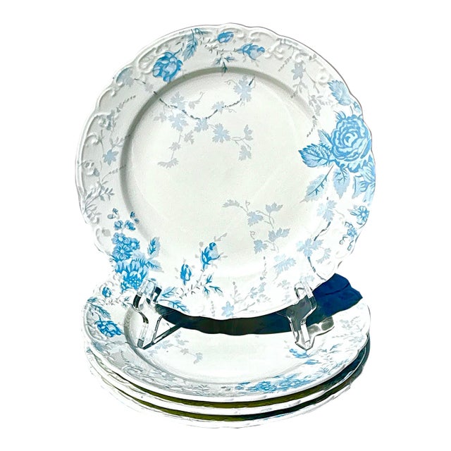 Blue and White Scalloped Plates - New With Tags, S/4 For Sale