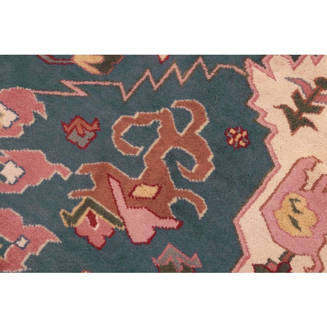 1980s Shabby Chic Ziegler Blue/Pink Wool Rug - 8'4'' X 10'3'' For Sale - Image 5 of 9