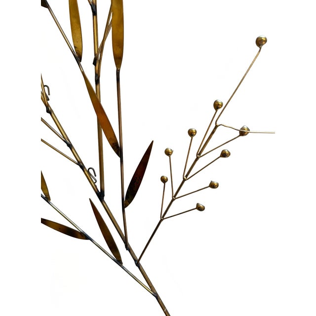 1970s 1978 Curtis Jere Branches and Berries Brass Wall Sculpture For Sale - Image 5 of 8