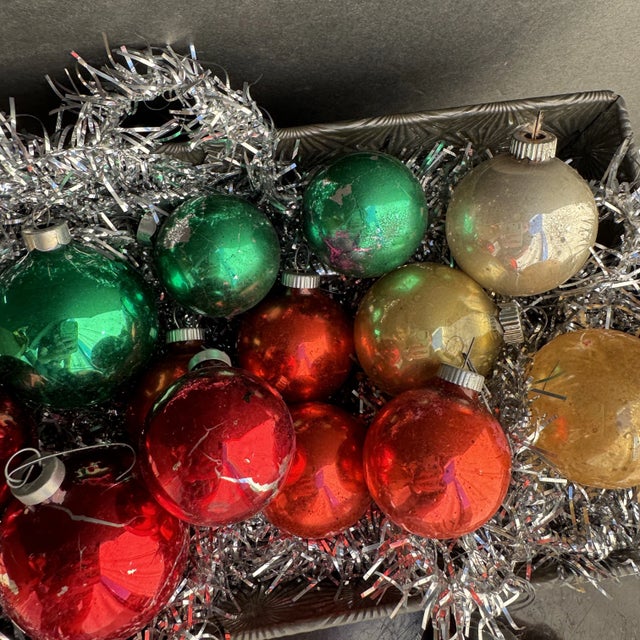 Mid-Century Modern Vintage Shiny Brite Multi Color Mercury Glass Ornaments- 13 Pieces For Sale - Image 3 of 8