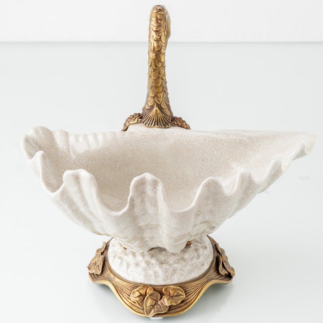Hollywood Regency Sculptural Porcelain Swan Bowl For Sale - Image 11 of 16