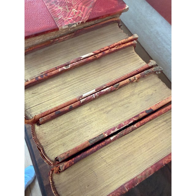 Antique Set of Ten (10) Modern Eloquence Books Red Leather Decorative Book Stack 1900 For Sale In Chicago - Image 6 of 12