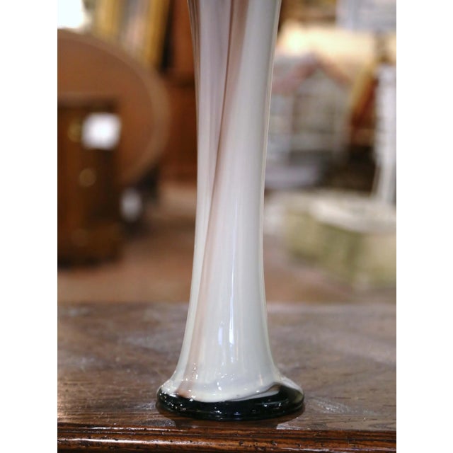 French Midcentury French Hand-Blown Swirled Art Glass Vase For Sale - Image 3 of 9