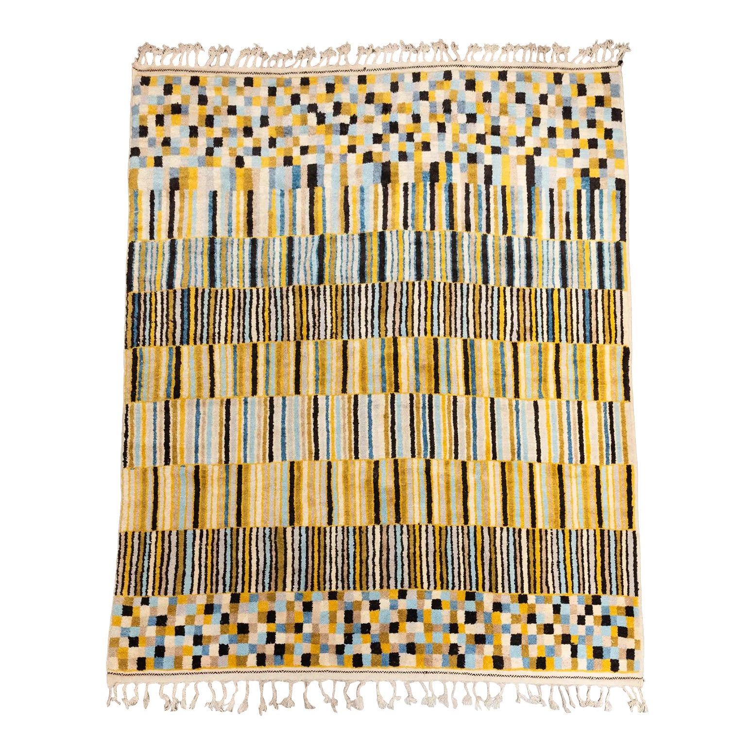 Multi-Color Chartreuse + Blue Moroccan Rug - 10'5 X 8'9 | Chairish