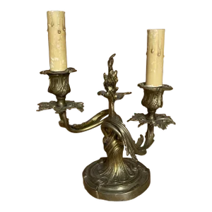 Antique French Louis XV Gilt Candelabra Lamp