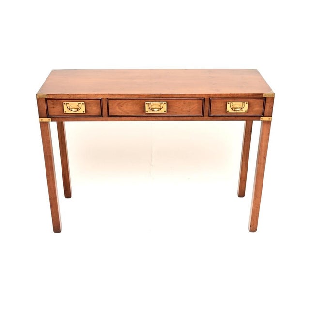 Military Campaign Yew Wood Console Table, 1930s For Sale - Image 12 of 12