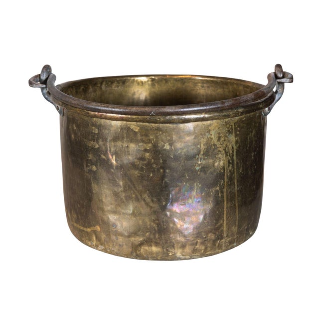 Victorian grand copper cooking pot. Hand forged iron handle.