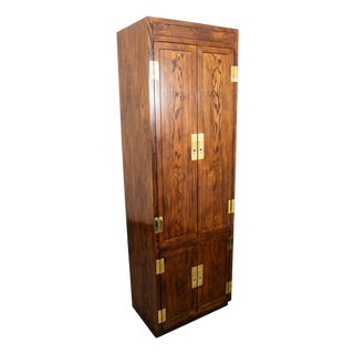 Mid Century Modern Armoire Compact Cabinet Scene One Henredon Campaign Dark Wood For Sale