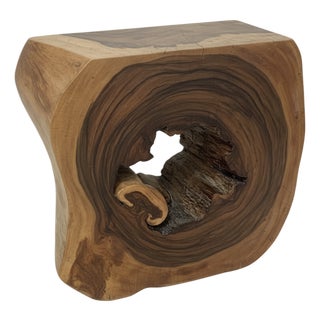 Organic Sculptural Solid Wood Side Table For Sale