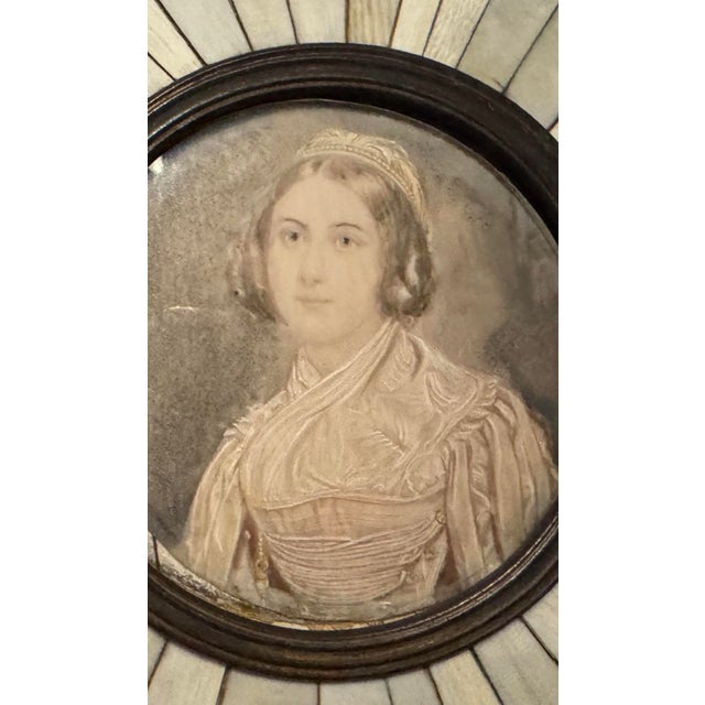 Antique Victorian Hand Painted Miniature Portrait Painting of a Maiden For Sale - Image 4 of 10