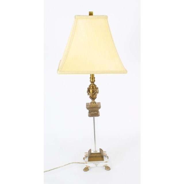 Corinthian Column Ormolu & Glass Table Lamps, Mid-20th Century, Set of 2 For Sale - Image 16 of 18