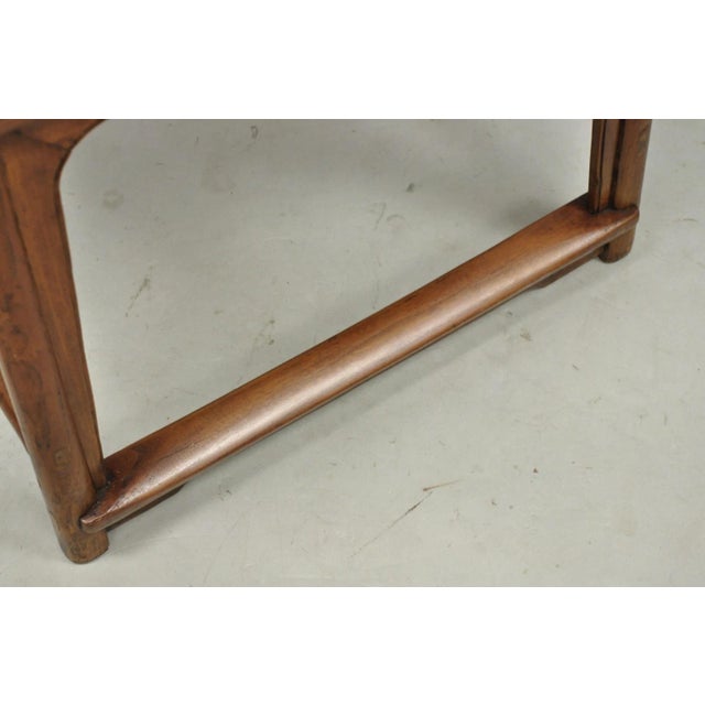 Antique Chinese Elm Hardwood Horseshoe Oriental Huanghuali Lounge Arm Chair For Sale - Image 10 of 16