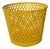 1970s Faux Basket Weave Yellow Plastic Wastebasket For Sale