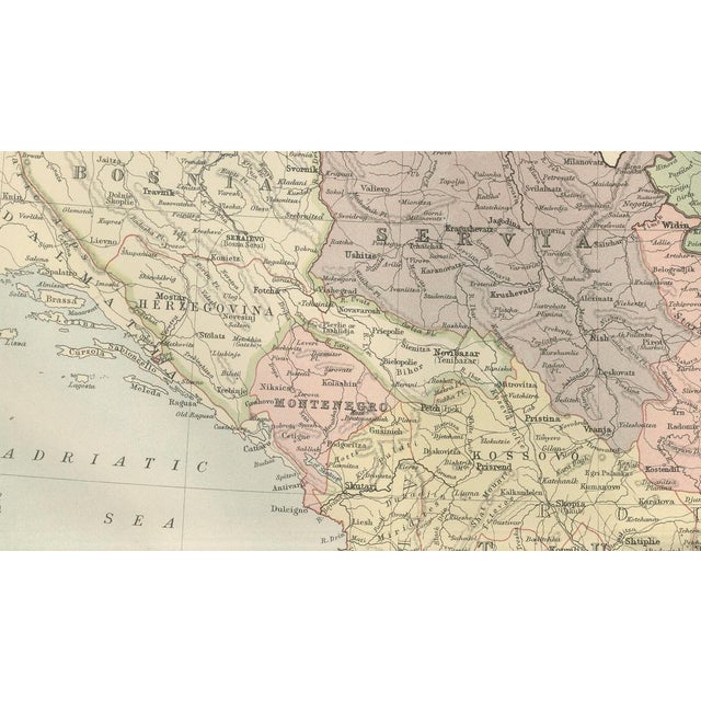 Black Antique Map of Turkey in Europe,1884 For Sale - Image 8 of 9