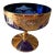1980s Murano Attributed Venetian Glass Compote in Cobalt Blue and Gold For Sale