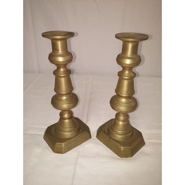 Antique Colonial Brass Mantle Candlesticks a Pair Chairish