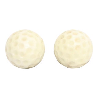 Mid Century Alabaster Base Golf Ball Bookends - Set of 2 For Sale