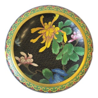 Enamel and Brass Bowl Flowers and Birds Cloisonné For Sale