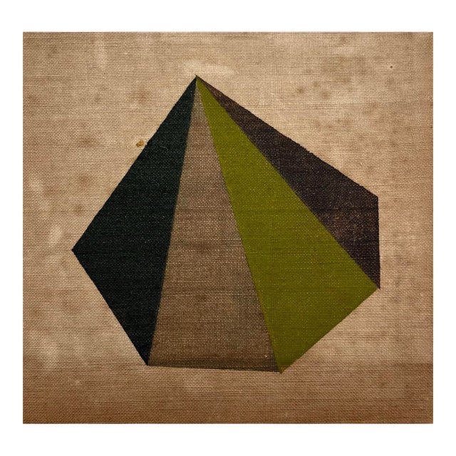 Vintage Modernist Miniature Geometric Abstraction – Original Oil on Linen For Sale