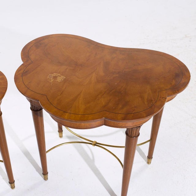 Tommi Parzinger for Charak Mid Century Brass and Mahogany Side End Tables - Pair For Sale - Image 10 of 11