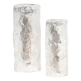 Large Murano Glass Wall Lamps from AV Mazzega, 1970s, Set of 3 For Sale
