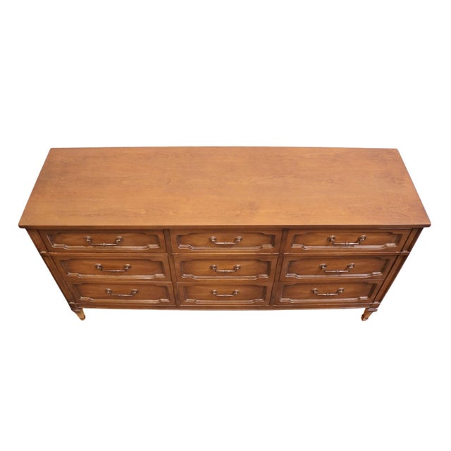Brown Thomasville Furniture Solid Walnut French Regency Style 62" Triple Dresser 7110-30 For Sale - Image 8 of 13