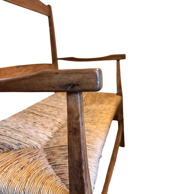 Early 20th Century Antique Arts & Crafts Walnut & Rush Two-Seater Settee, 1900 For Sale - Image 5 of 10