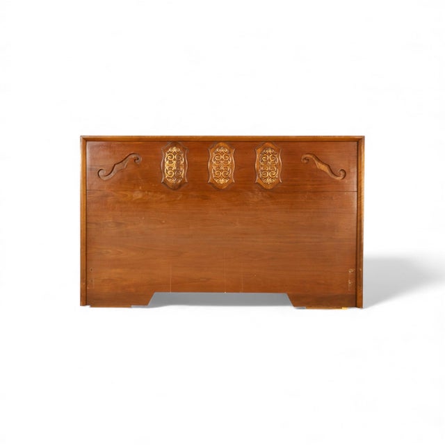 This Mid Century Modern Young Manufacturing queen headboard blends Brutalist and Spanish Revival influences, giving it a...