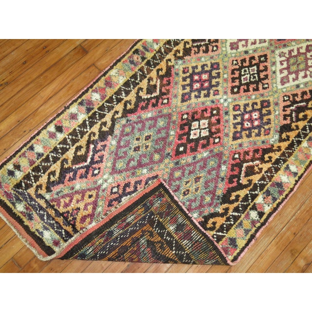 Asian Antique Vintage Zabihi Collection Long Geometric Turkish Runner - 3'3" x 15' For Sale - Image 3 of 7