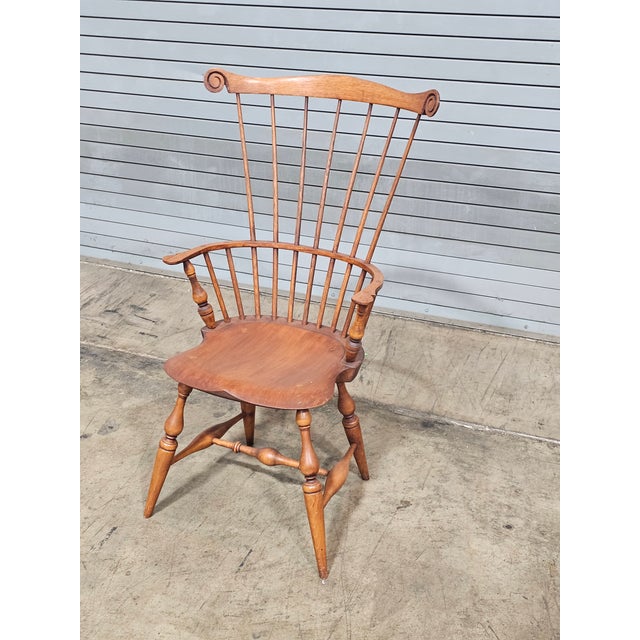 Late 20th Century Warren Chair Company Fan Back Windsor Arm Chair For Sale - Image 4 of 7