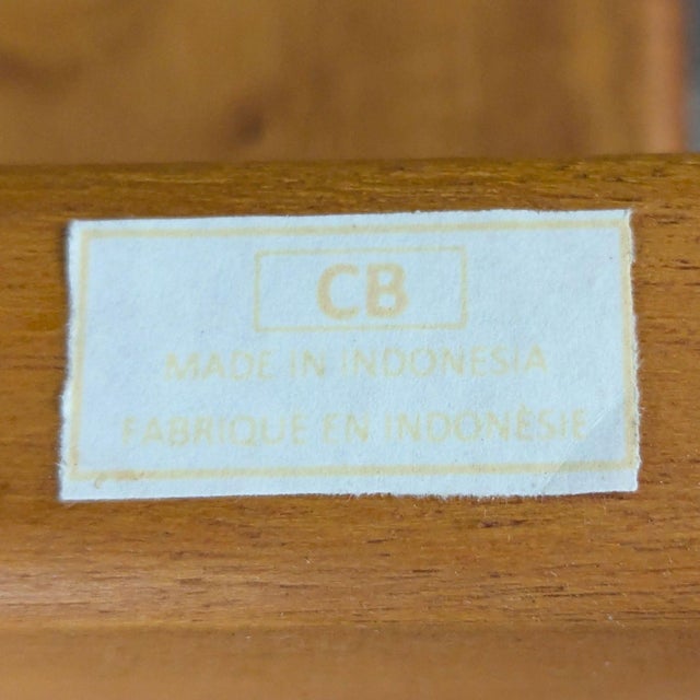 Wood Crate and Barrel Modern Outdoor Wood Lounge Chair With White Cushions For Sale - Image 7 of 7