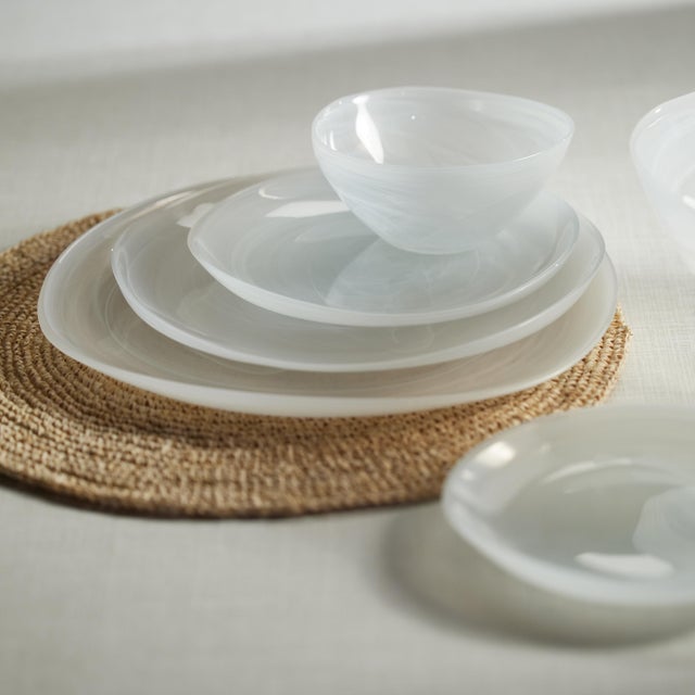 Contemporary Reneta Alabaster Glass Plates, Set of 6, 11.5" For Sale - Image 3 of 6