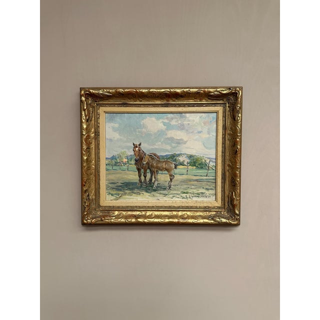Einar Söderlund, Horses in a Pasture, 1960s, Oil Painting on Panel, Framed For Sale - Image 8 of 13