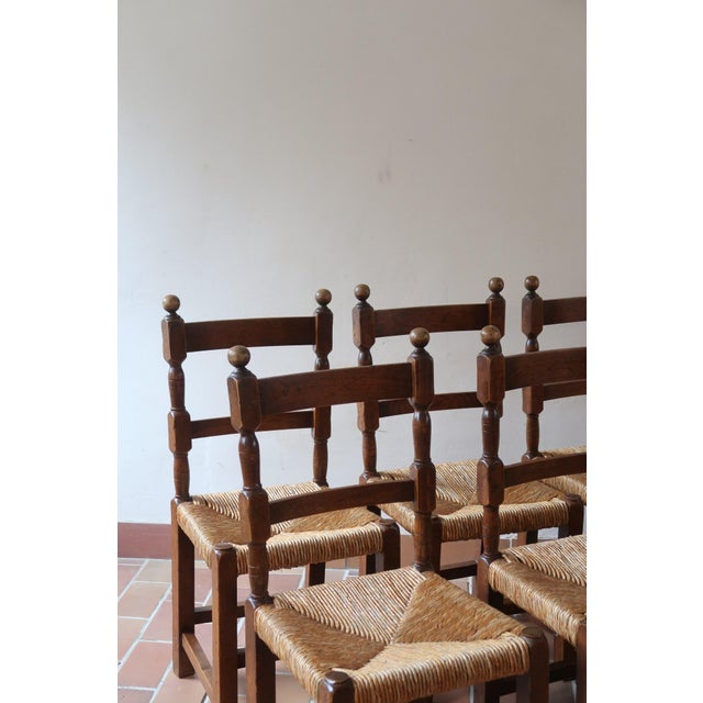 Oak and Rush Dining Chairs in the style of Charles Dudouyt, France, 1940s, Set of 6 For Sale - Image 12 of 18