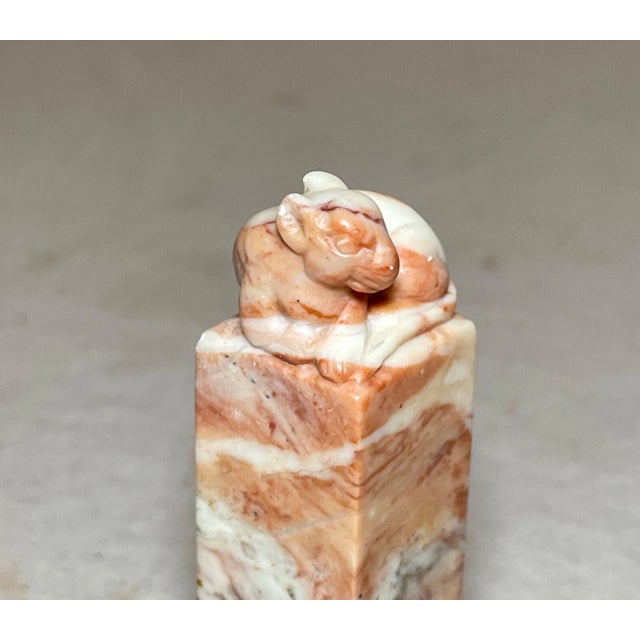 1960s Vintage Hand Carved Chinese Hard Stone Chop Seal Blockhouse Rat Sculpture For Sale - Image 5 of 10