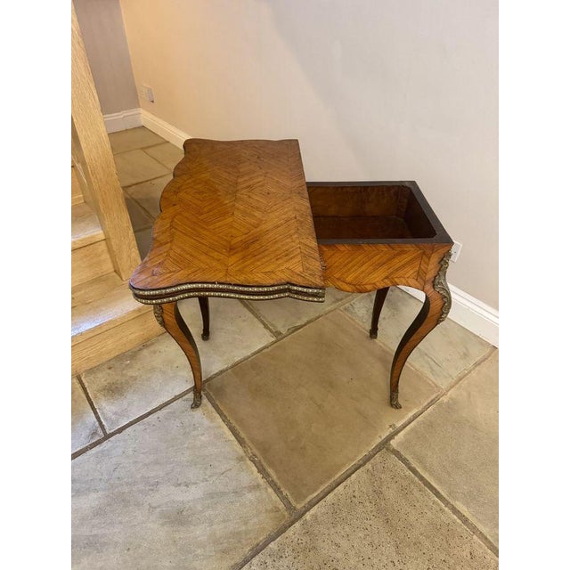 Antique French Kingwood and Cross Banded Card Table, 1860 For Sale - Image 6 of 7