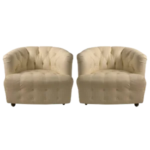 White Vinyl Tub Chairs - a Pair