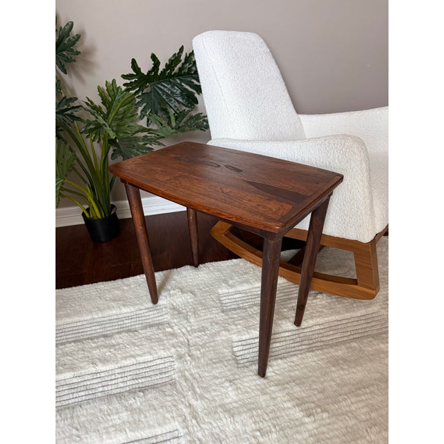Mid Century MCM Tapered Leg Side Table Gorgeous solid wood side table with a likeness to rosewood. Solid wood top and...