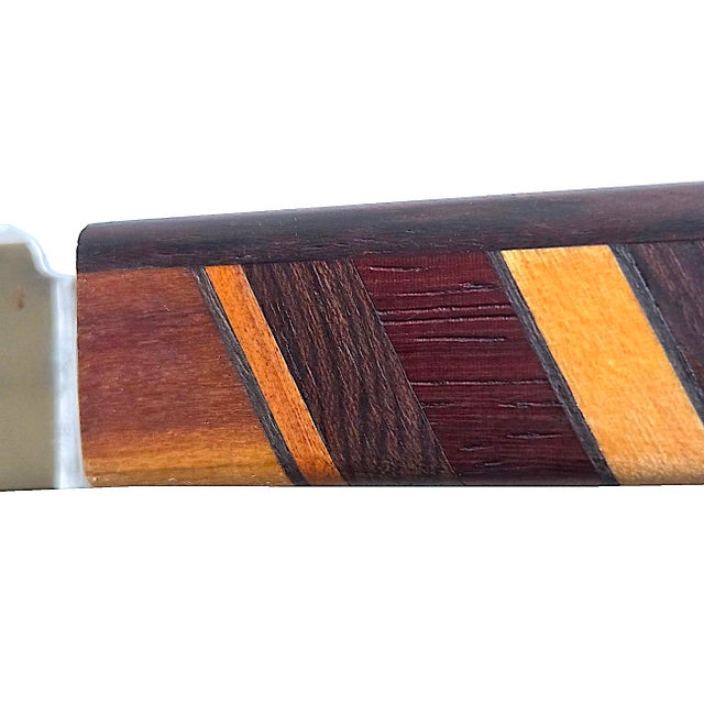 1990s Vintage Bread/Challah Knife With Inlaid Wood Handle For Sale - Image 5 of 11