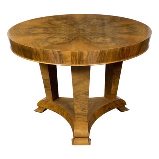 Austrian Biedermeier Walnut 1840s Table with Butterfly Veneer and Tripod Base For Sale
