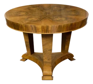 Austrian Biedermeier Walnut 1840s Table with Butterfly Veneer and Tripod Base