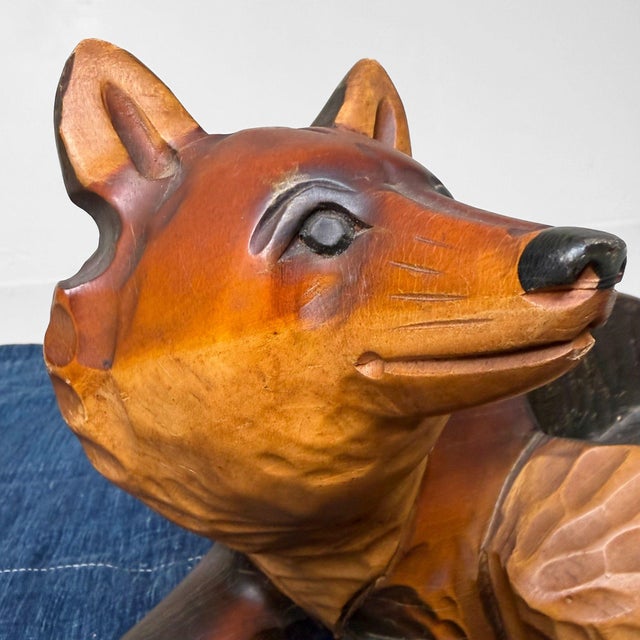 Ainu Woodcarving Fox with Bowl Form, 1990s For Sale - Image 3 of 12