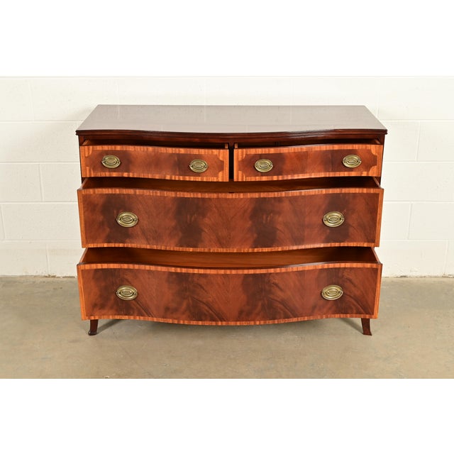 1920s Antique Georgian Banded Flame Mahogany Chest of Drawers by Luce Furniture, Circa 1920s For Sale - Image 5 of 18