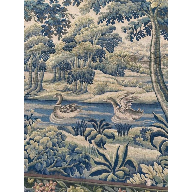 1960s Mid-Century French Jacquard Halluin Tapestry with Verdure Mallard in the style of Aubusson, 1960s For Sale - Image 5 of 18
