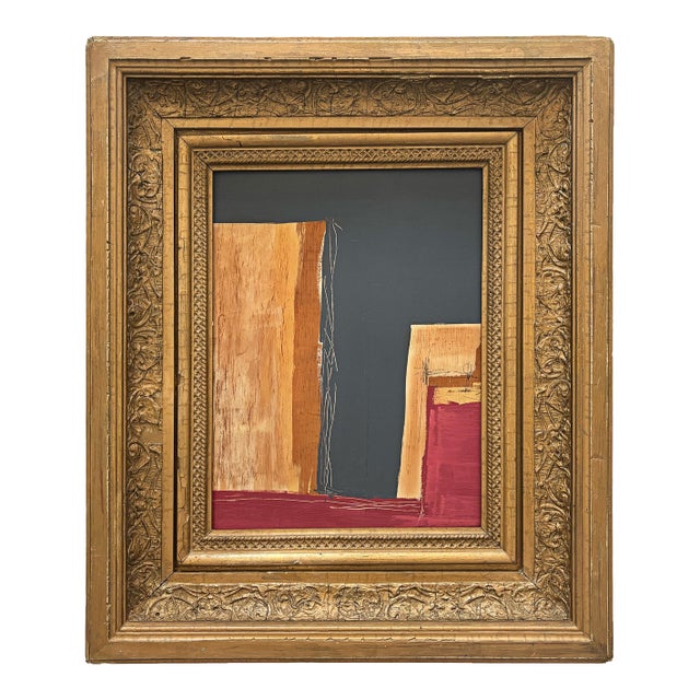 “Romantic” Black Abstract Art in Antique Frame, Transitional Living Room Art by JTS For Sale