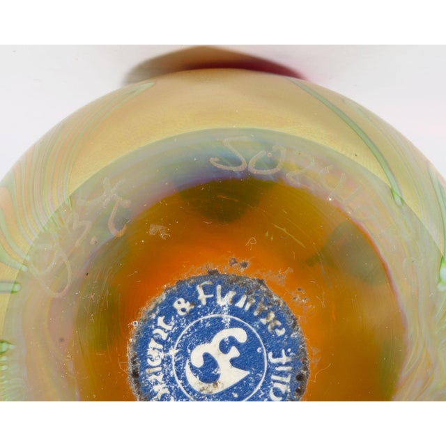 Glass Iridescent Art Glass Paperweight by Orient & Flume For Sale - Image 7 of 8