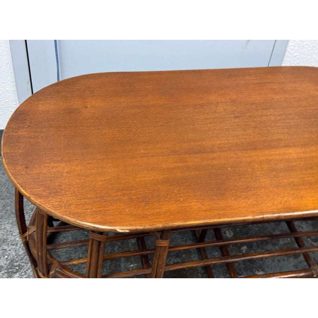 Wood Italian Rattan & Wood Coffee Table, Circa 1970's For Sale - Image 7 of 12