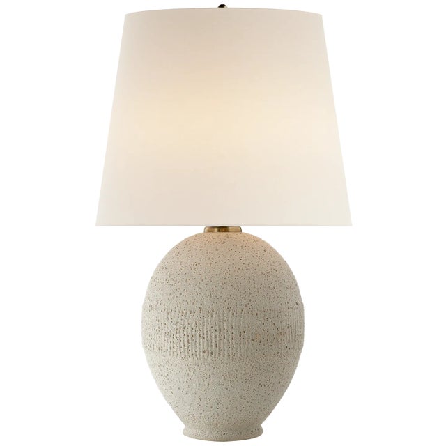 AERIN for Visual Comfort Signature Toulon Table Lamp in Volcanic Ivory with Linen Shade For Sale